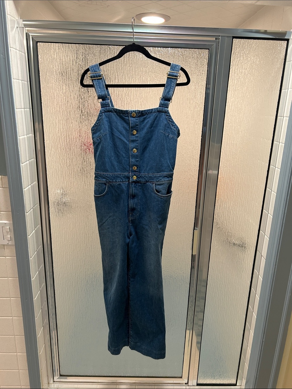 Frame Parisian Denim Dark Blue Button-Front Women's Denim Overalls
